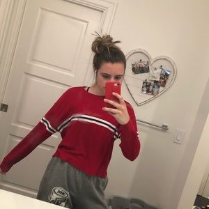 Hollister Stripe Waffle Knit Boyfriend Tee